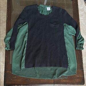 Cabi women’s sheer knit high low green and black get together sweater 💚🖤